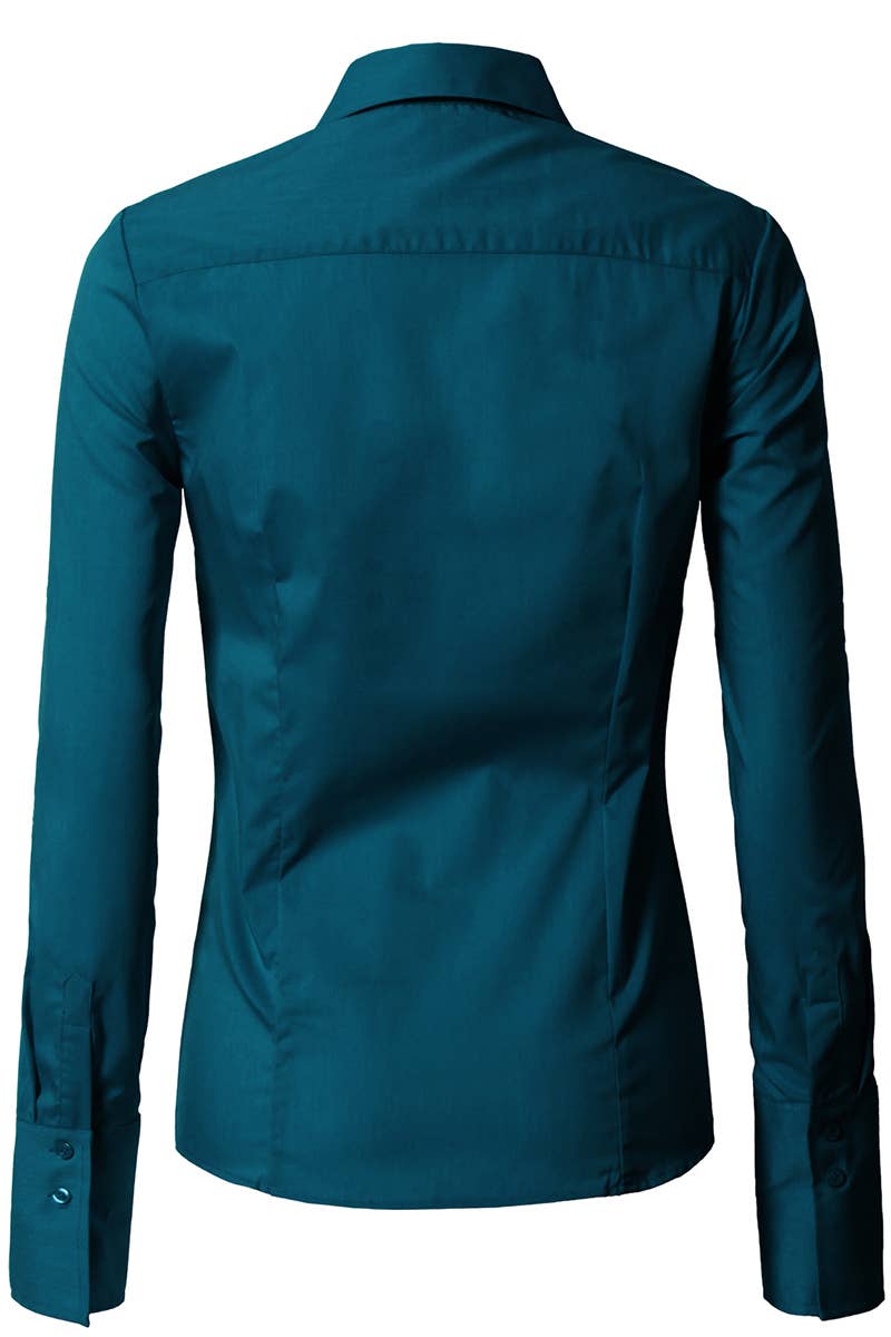 LADIES CASUAL LONG SLEEVE BUTTON UP SHIRT_CWTDSL027