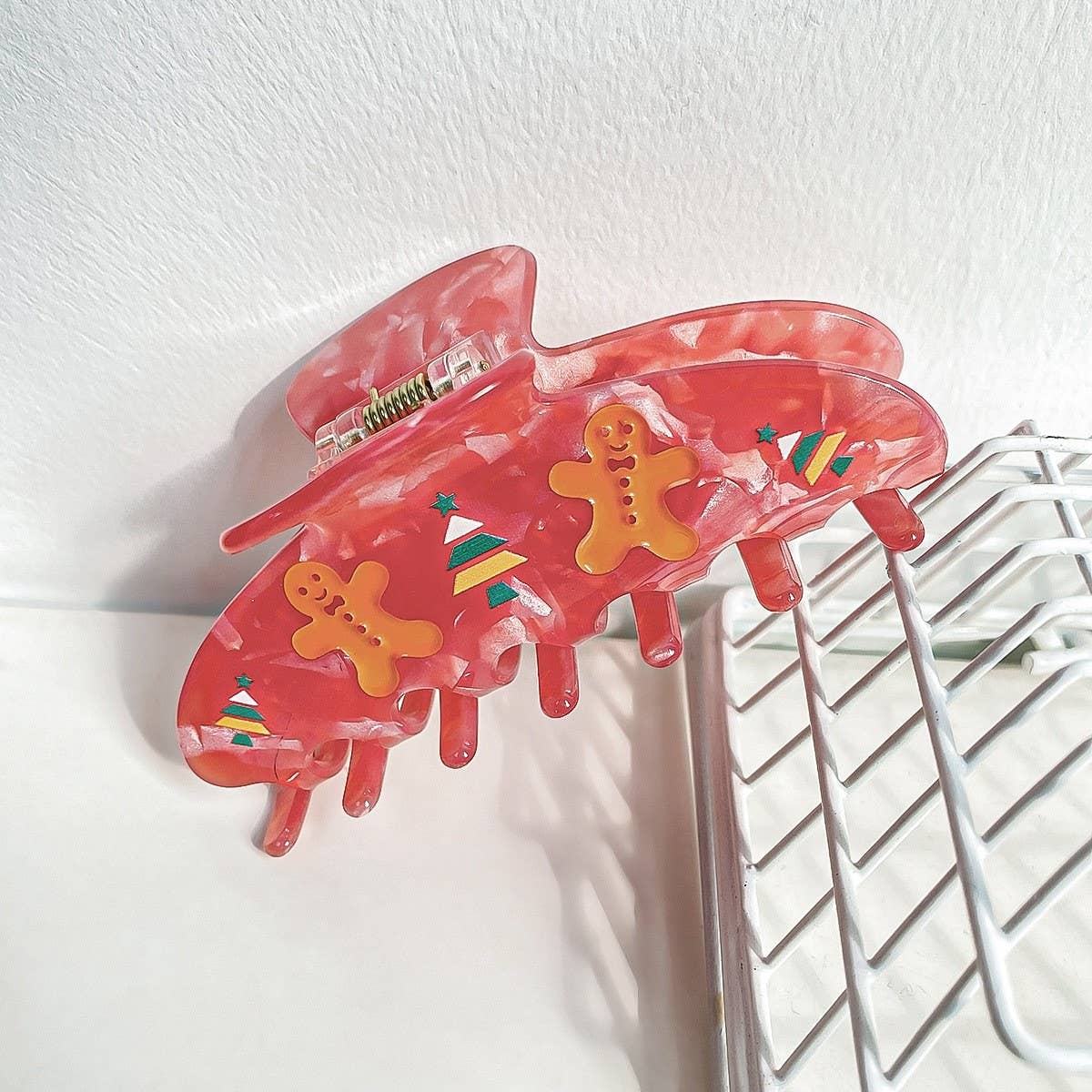 Gingerbread Man Hair Claw, Xmas Cartoon Bun Clip_CWAHA1598