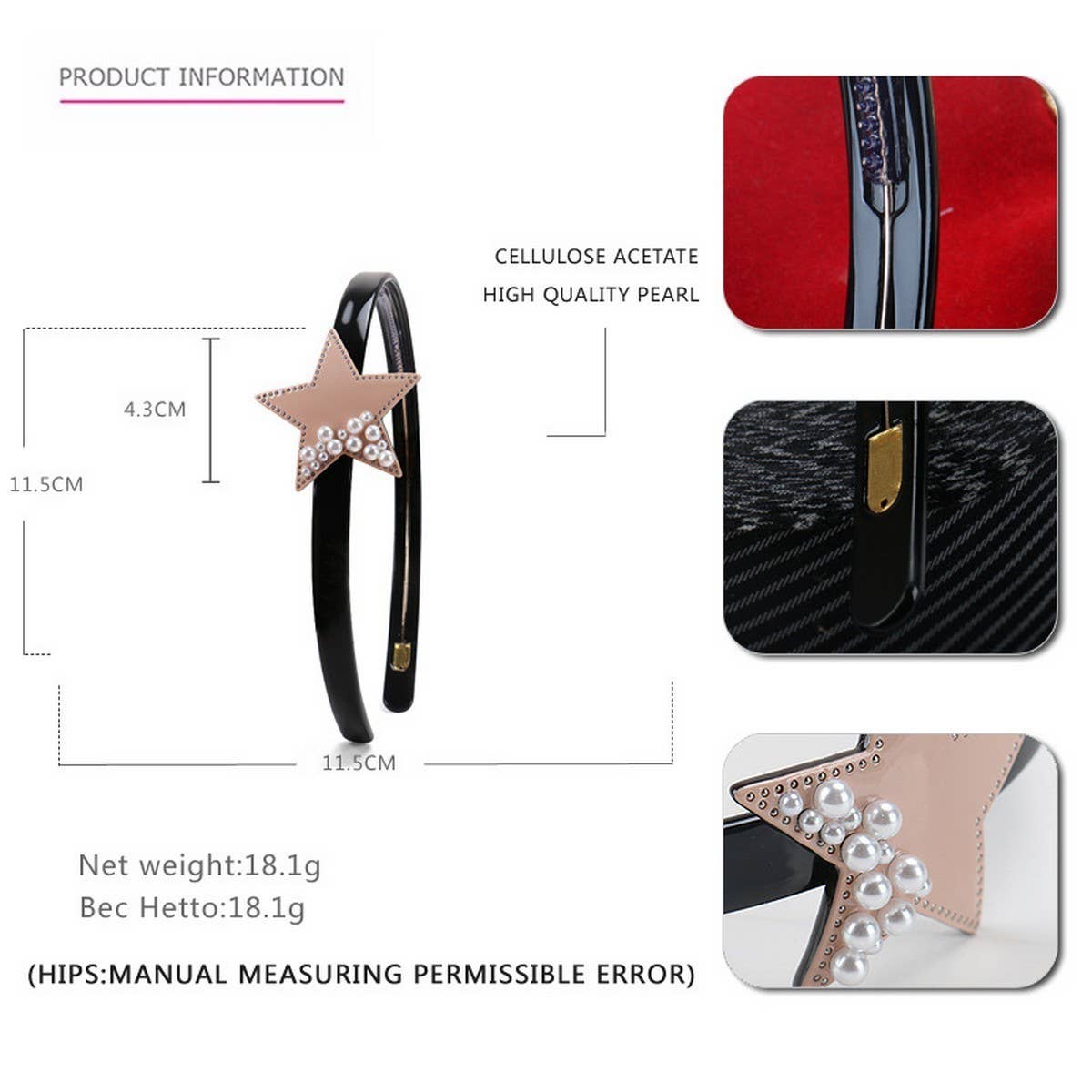 FIVE-POINTED STAR HEADBAND PEARL DIAMOND HEADBAND