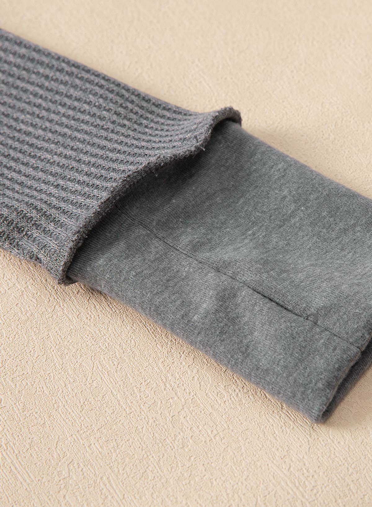 SOLID COLOR LONG SLEEVE PATCHWORK LOOSE HOODIE