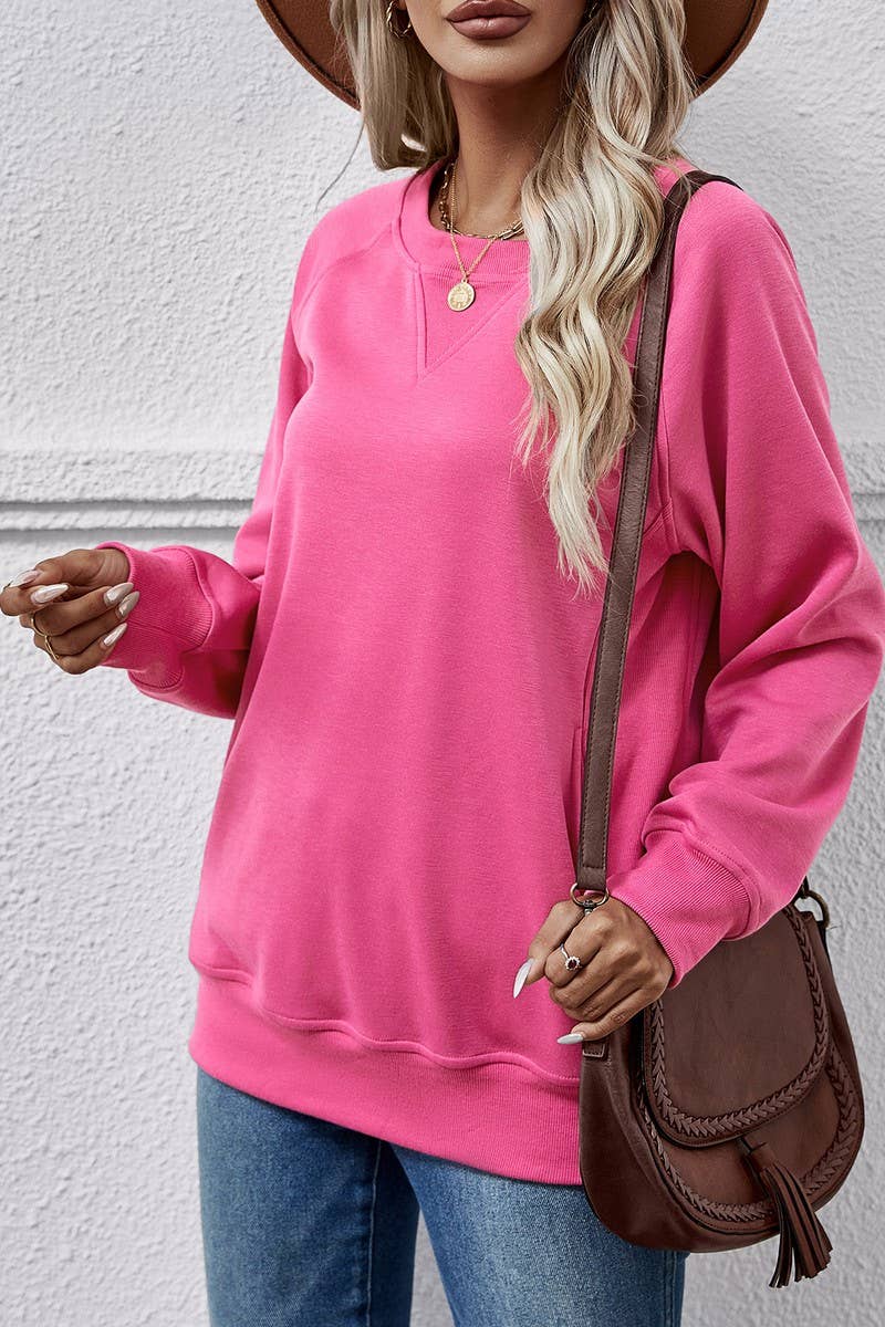 SOLID ROUND NECK LONG SLEEVED HOODIE_CWTSTL0652