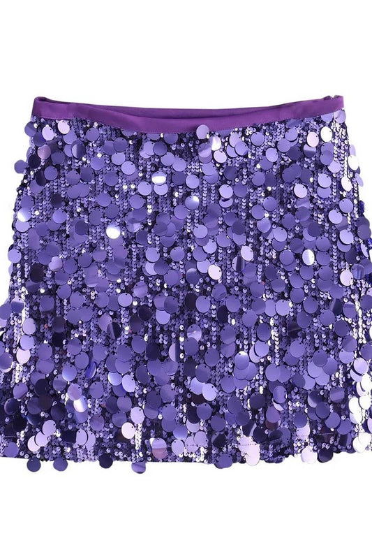 CWBSS0331_HIGH WAISTED HIP HUGGING SEQUINED MINI SKIRT