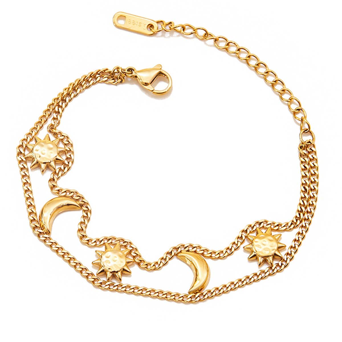 Classic 18K Gold Sun & Moon Stainless Bracelet
