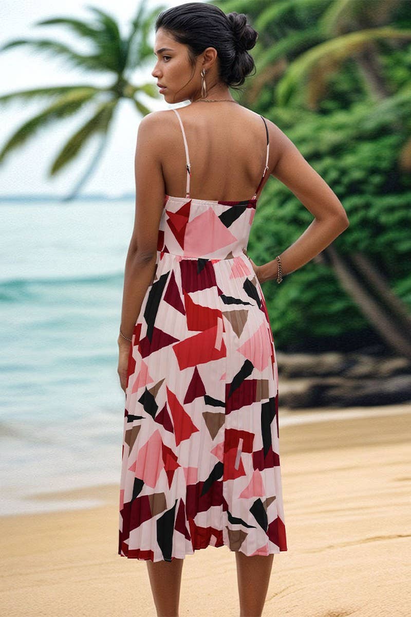 CWDHL0656_STRAPPY HOLIDAY GEOMETRIC PRINT MIDI DRESS