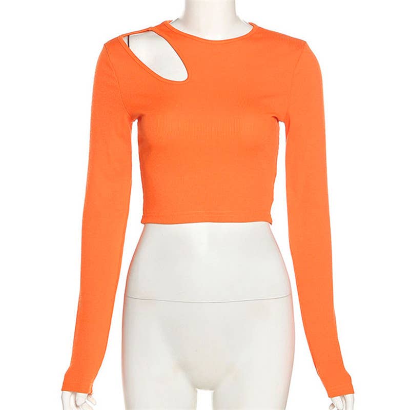 SLIM OFF-THE-SHOULDER  IRREGULAR LONG-SLEEVED TOP