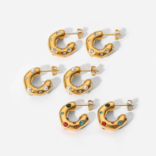 LIGHTWEIGHT COLORFUL GOLD HOOP EARRINGS