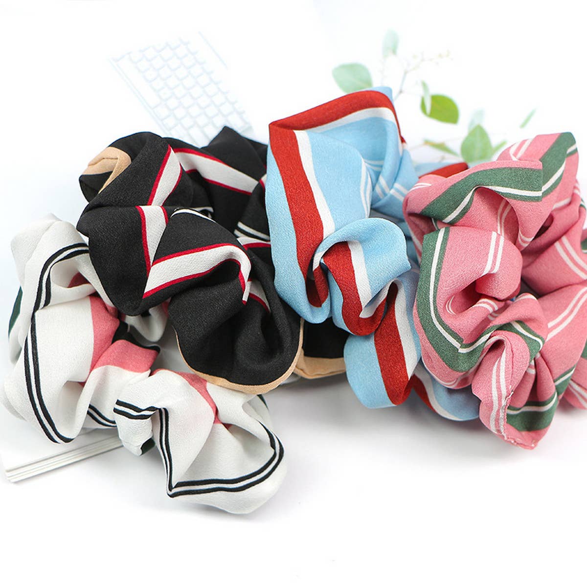 PRINTED FRESH STRIPED HAIR TIE_CWAHA1069