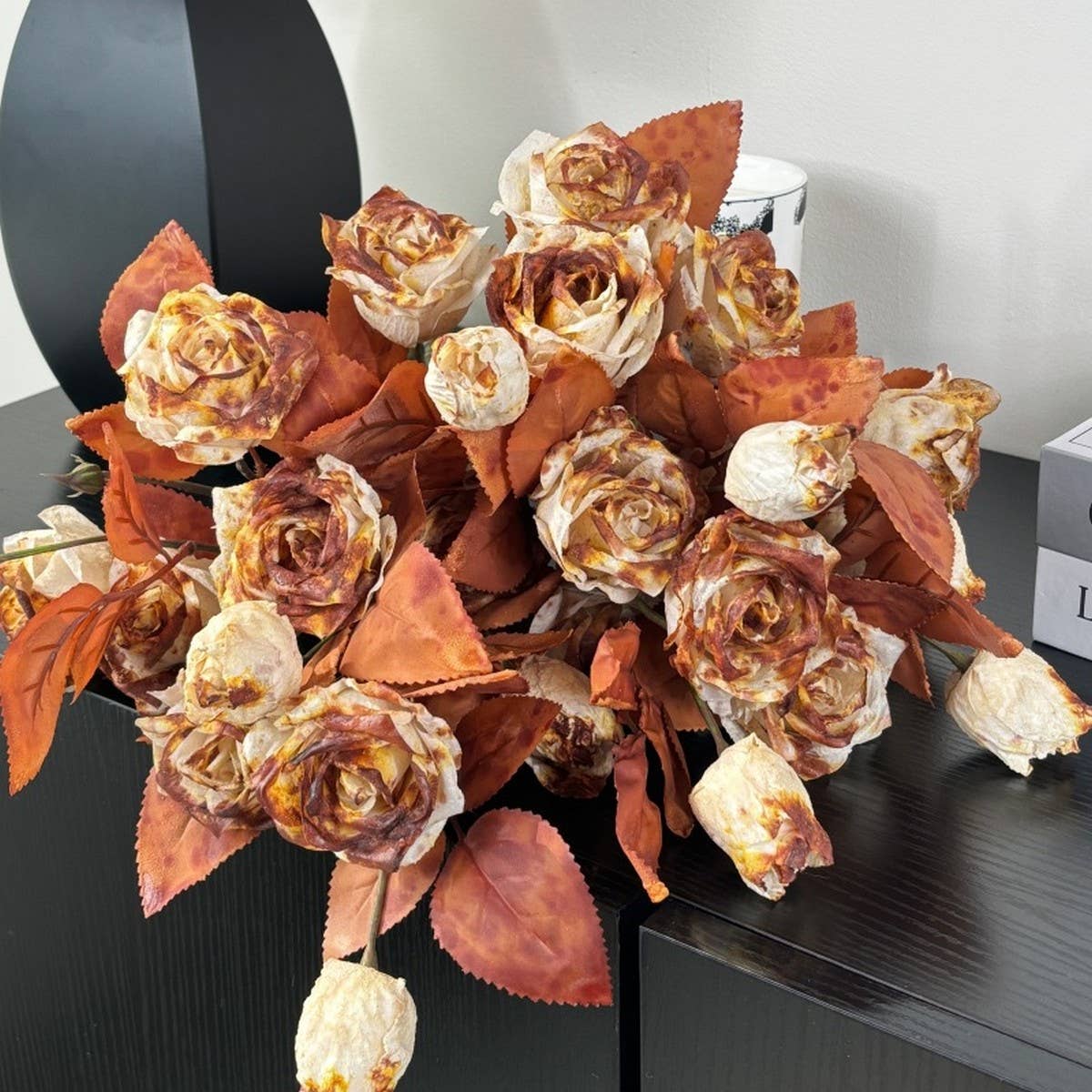 Vintage Autumn Oil Painting Burnt Rose