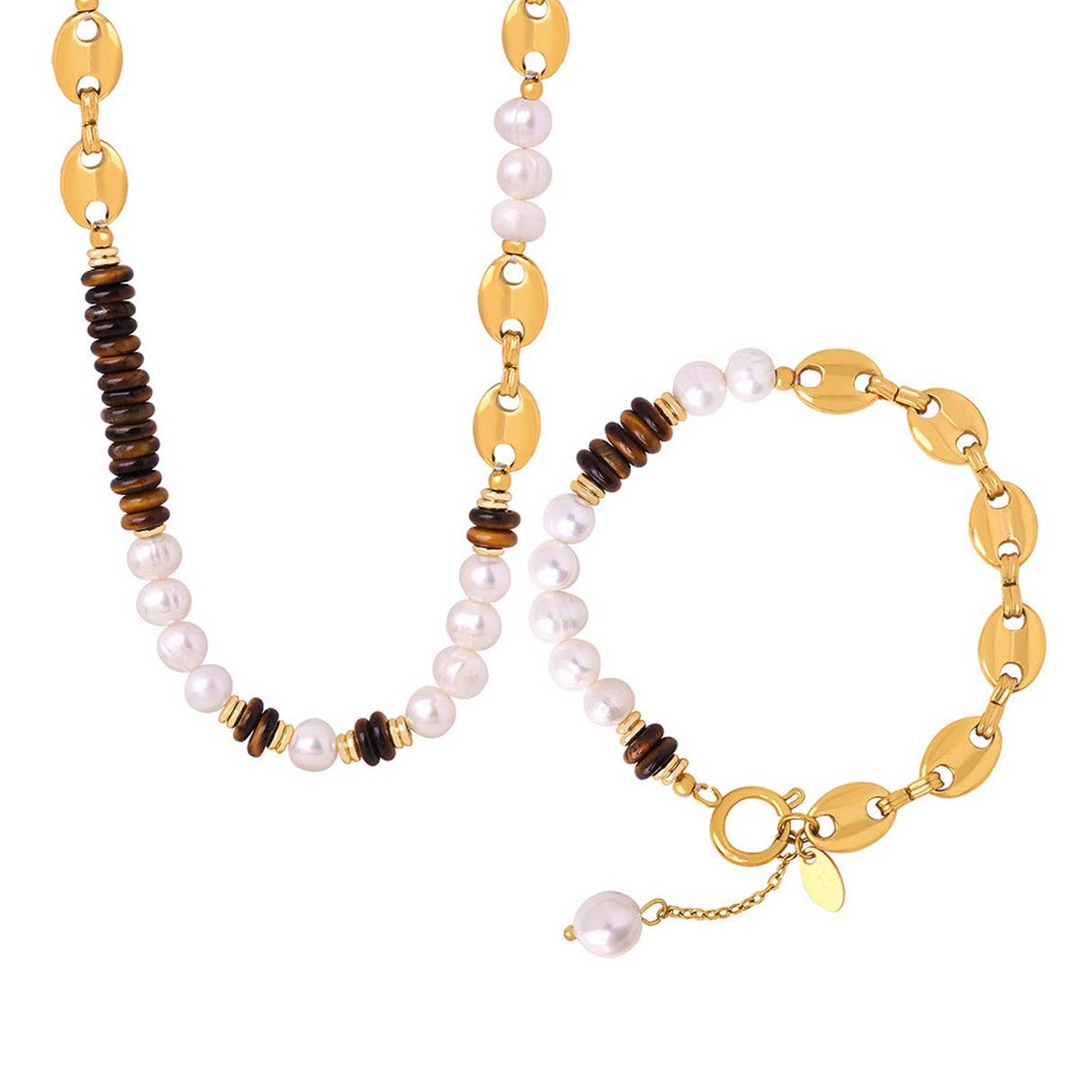 PEARL NATURAL STONE AGATE NECKLACE BRACELET_CWAJE1078