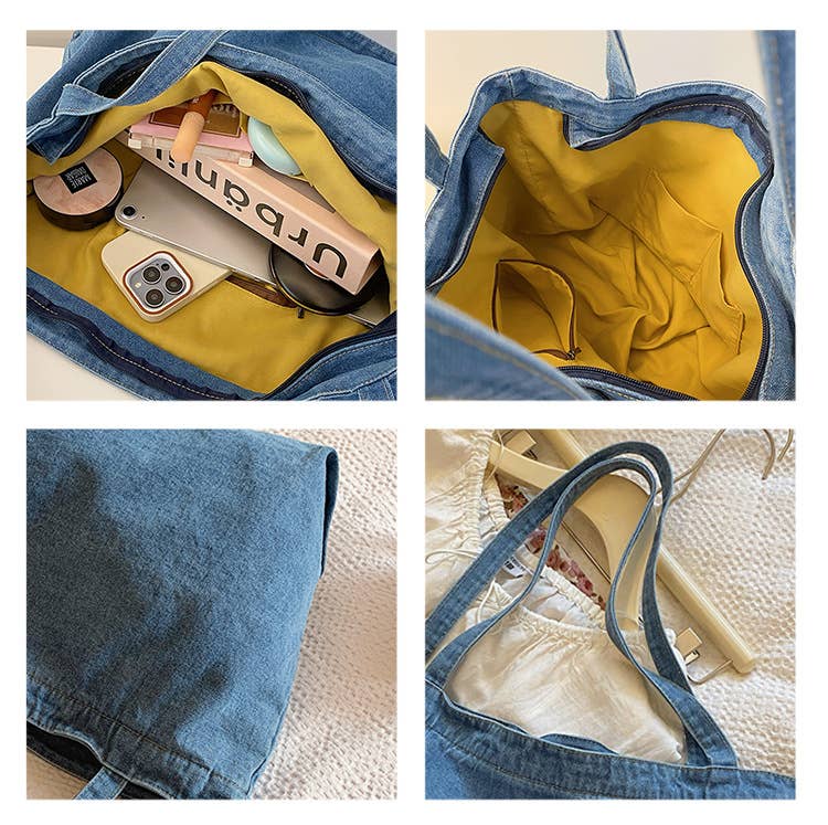 Casual denim single-shoulder underarm bag