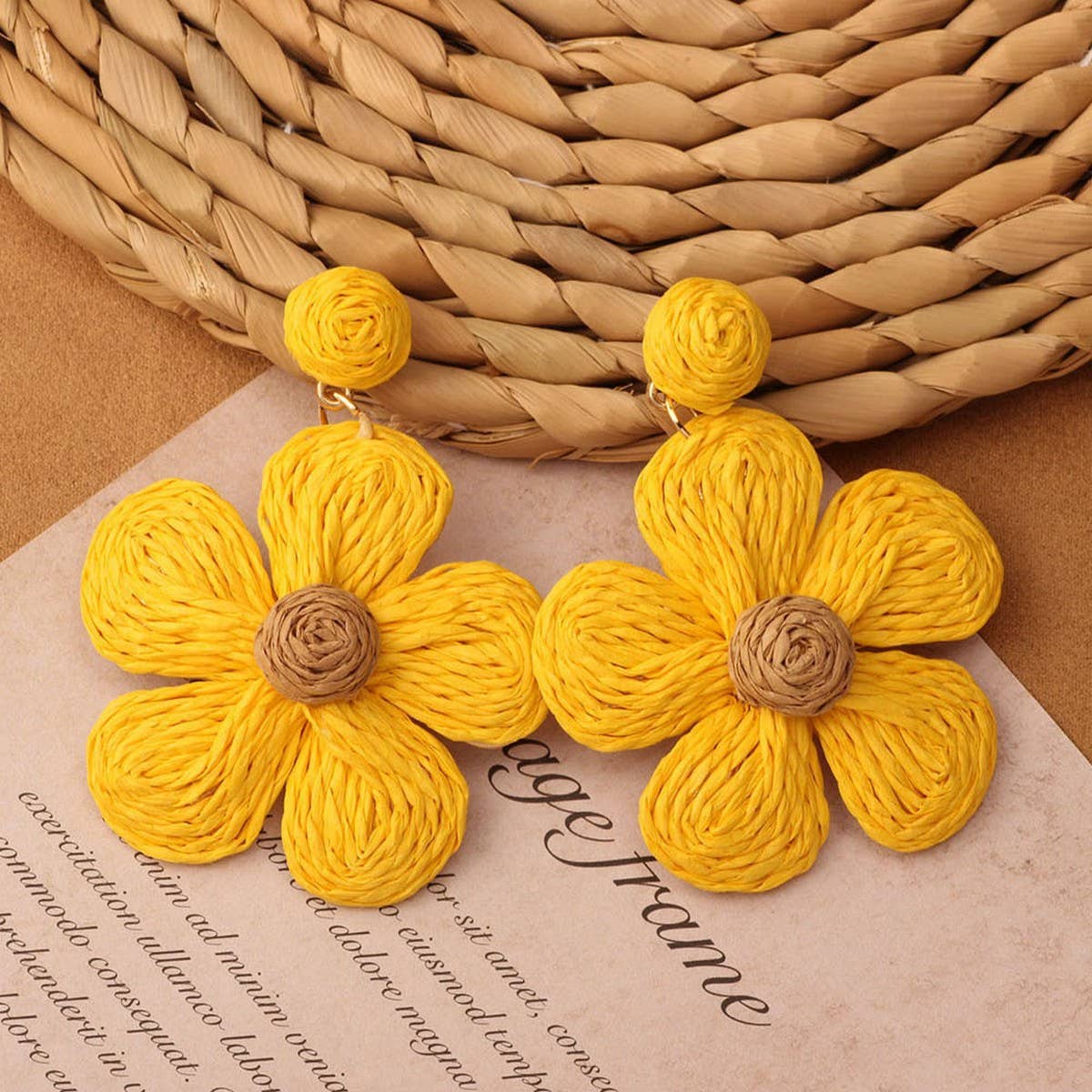 NEW VINTAGE SIMIAN GRASS VINE WOVEN EARRINGS_CWAJE4011