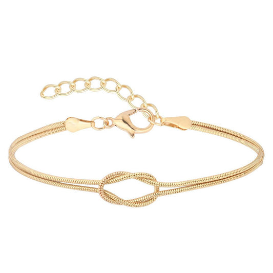 Brass love knot snake bone bracelet