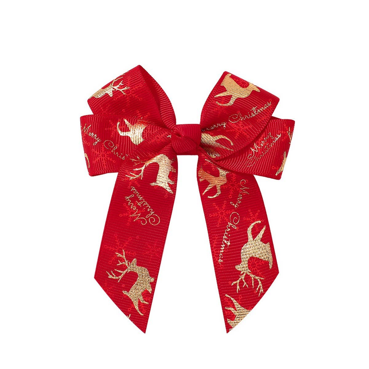 Reindeer Polka Dot Ribbon Hair Clip_CWAHA6697