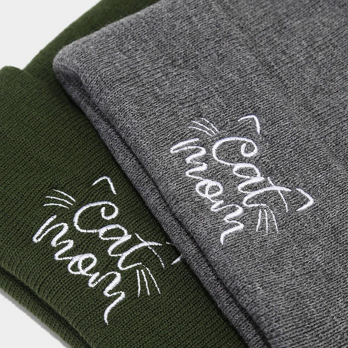 CAT MOM EMBROIDERY SIMPLE PILE HAT KNITTED HAT_CWAH2069