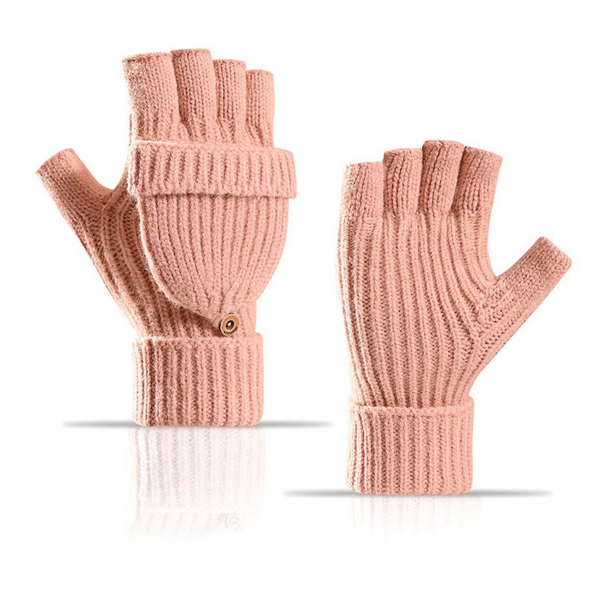 CWAG00588_UNISEX WINTER KNIT FLIP TOP FINGERLESS GLOVES