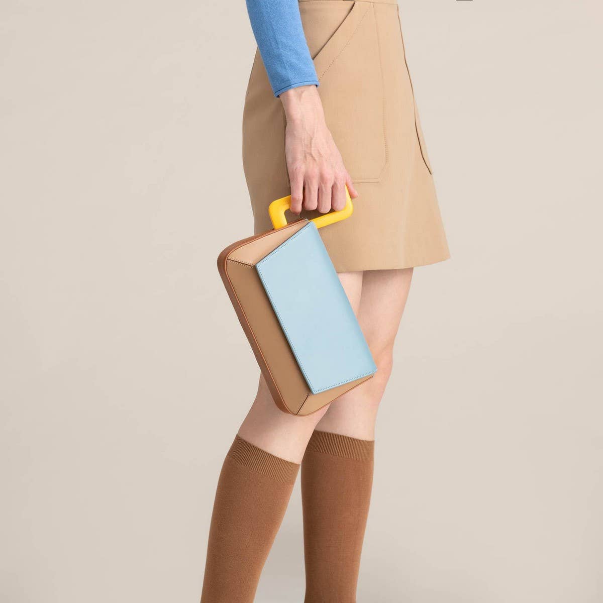 GEOMETRIC SPLICING SMALL SQUARE BAG SHOULDER BAG_CWAB1935