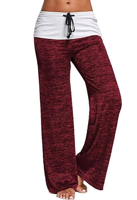 YOGA QUICK-DRYING COLOR CONTRAST LACE-UP PANTS