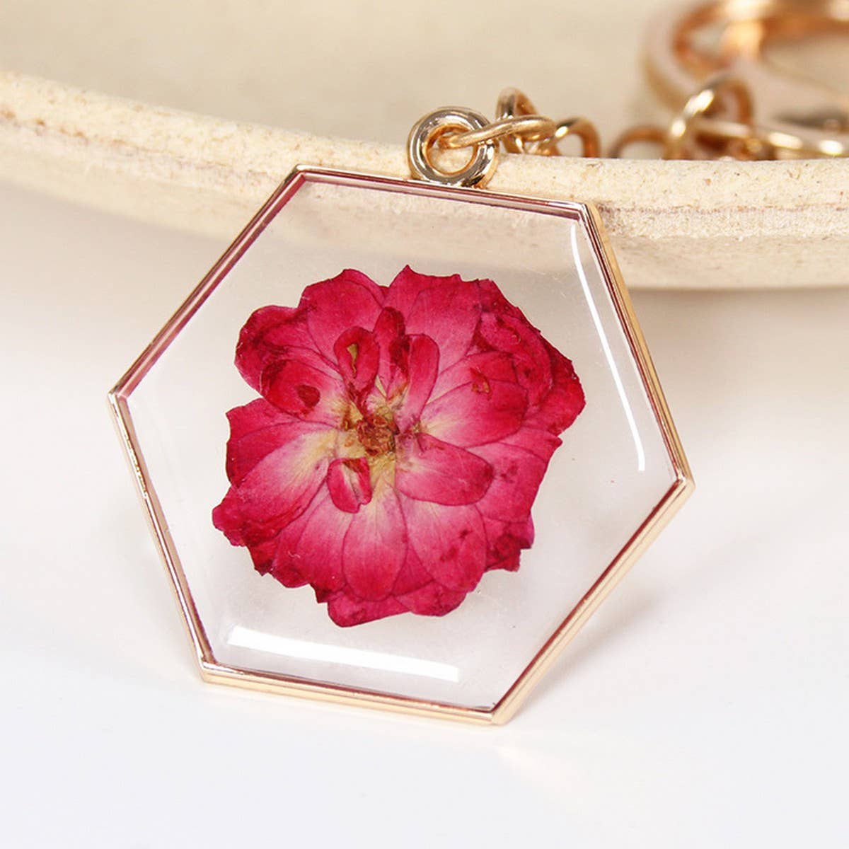 NEW NATURAL DRIED FLOWER KEYCHAIN PENDANT