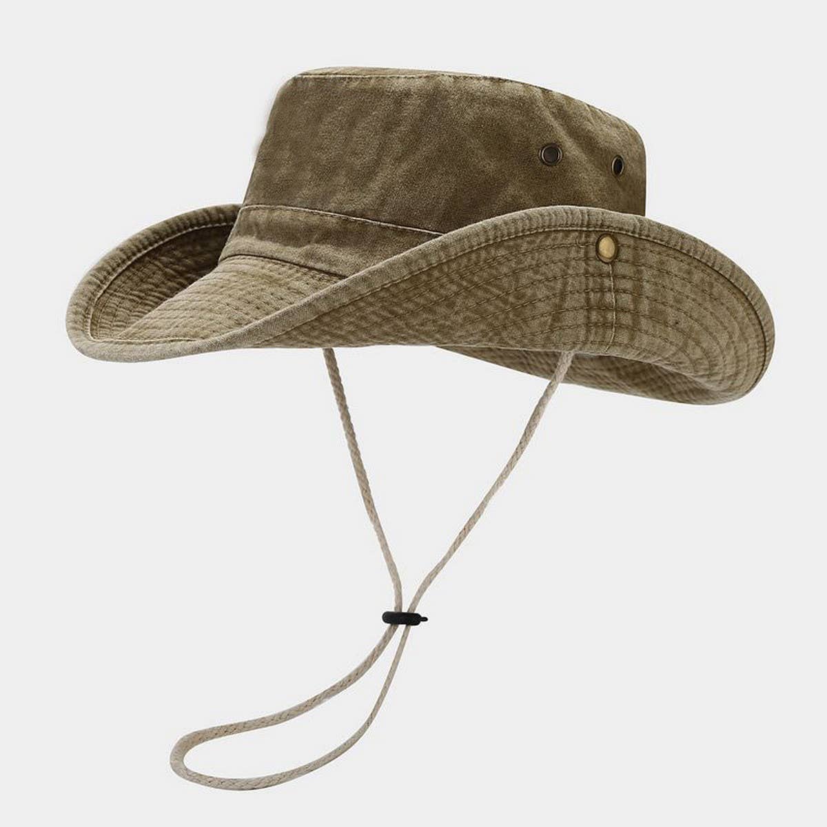 Washed Cotton Wide Brim Cowboy Sun Hat_CWAH3828