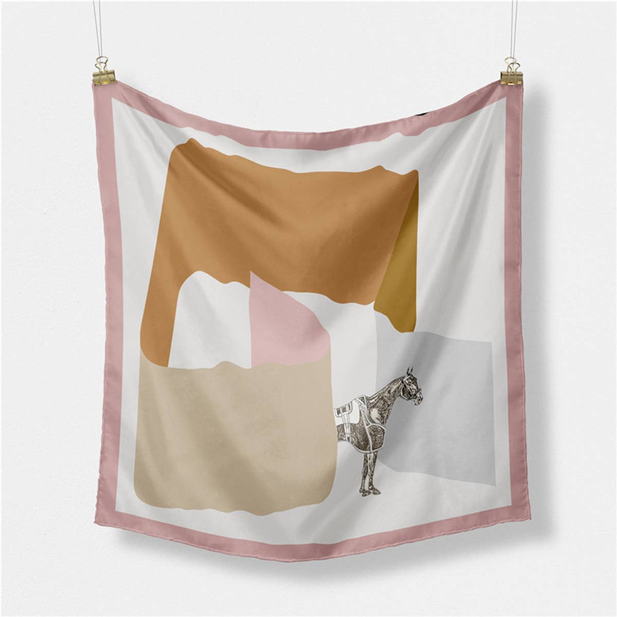 Geometric Print Reversible Satin Scarf for Summer