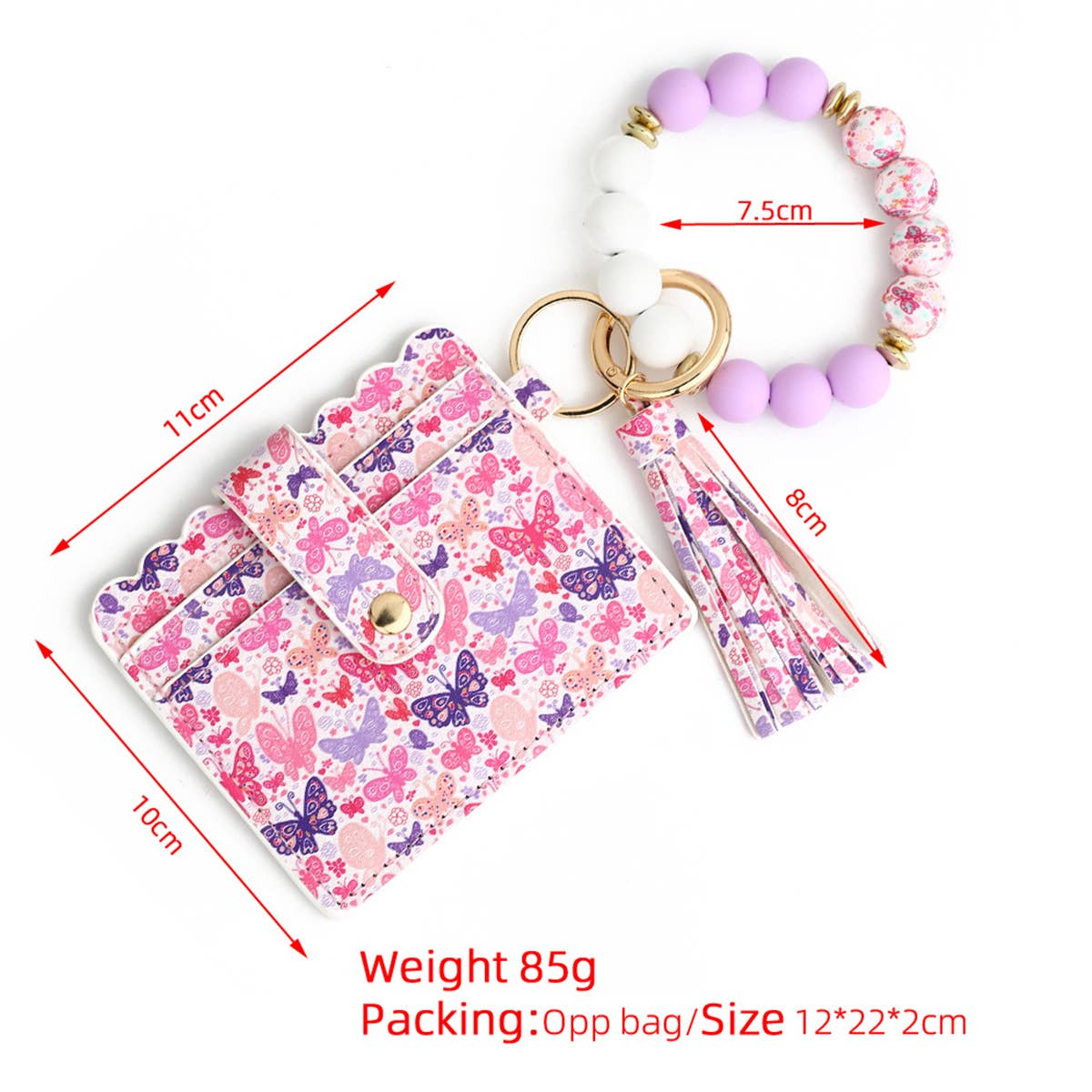 HEART PRINT BRACELET CARD HOLDER KEYCHAIN