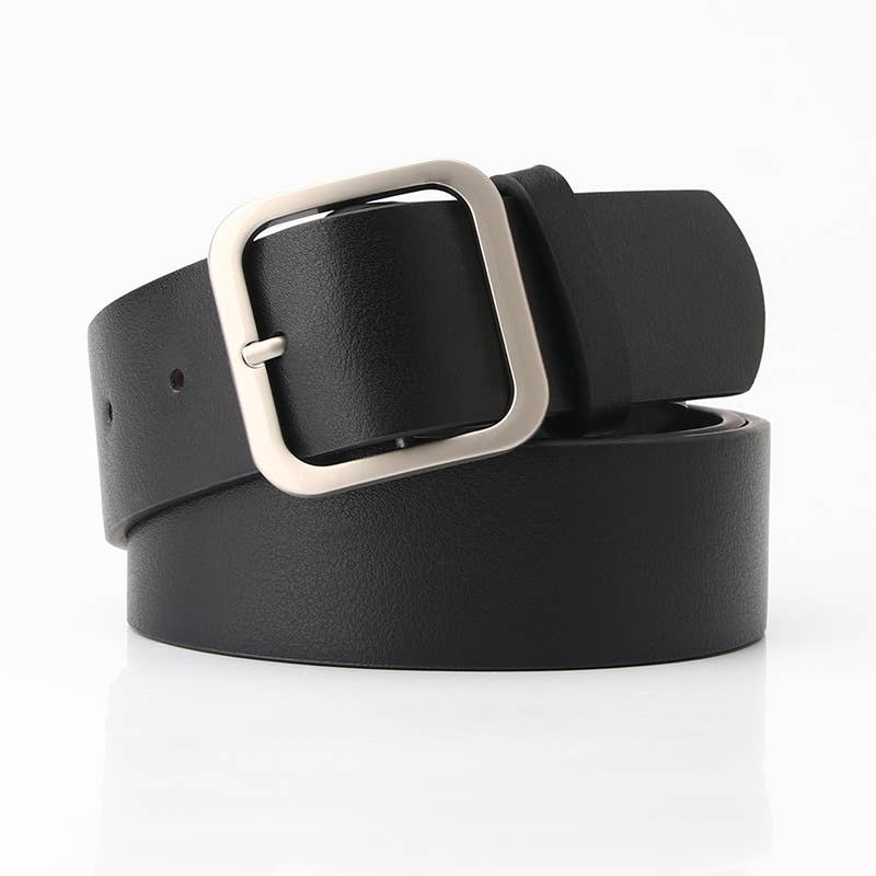 Retro versatile square buckle-top pu leather belt