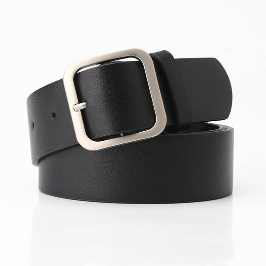 Retro versatile square buckle-top pu leather belt