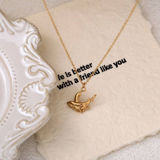 Stainless Steel Fashion Sun Moon Whale Necklace_CWMM5663