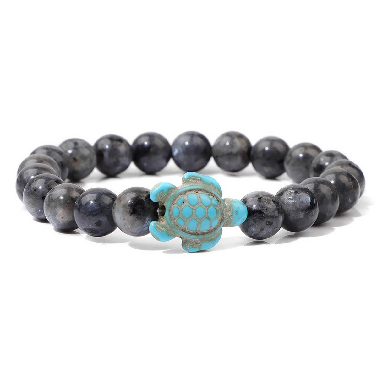 CWAJE3879_BEACH TURQUOISE TURTLE BEADED SIMPLE BRACELET