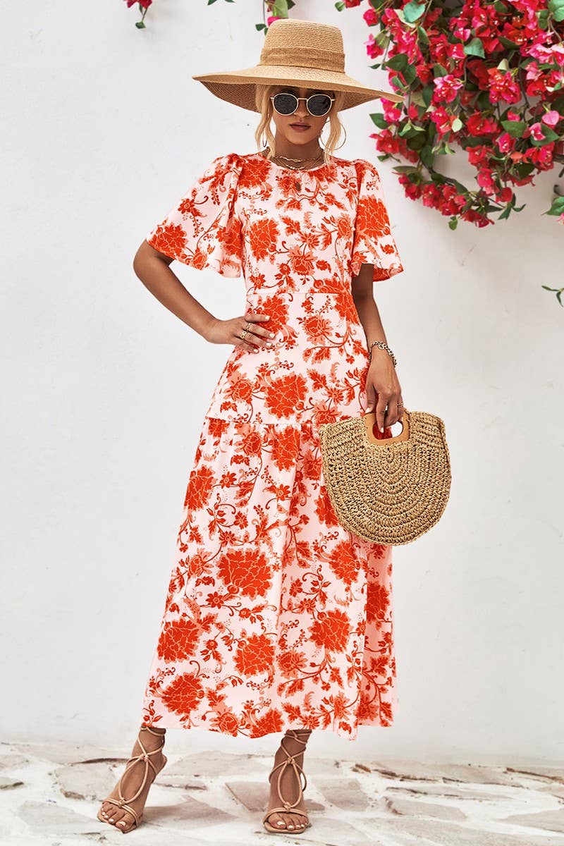 HOLLOW OUT BIND SHORT SLEEVED DRESS_CWDMD1211