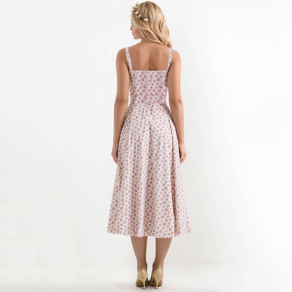 Backless Tie Strap Printed Sleeveless Dress