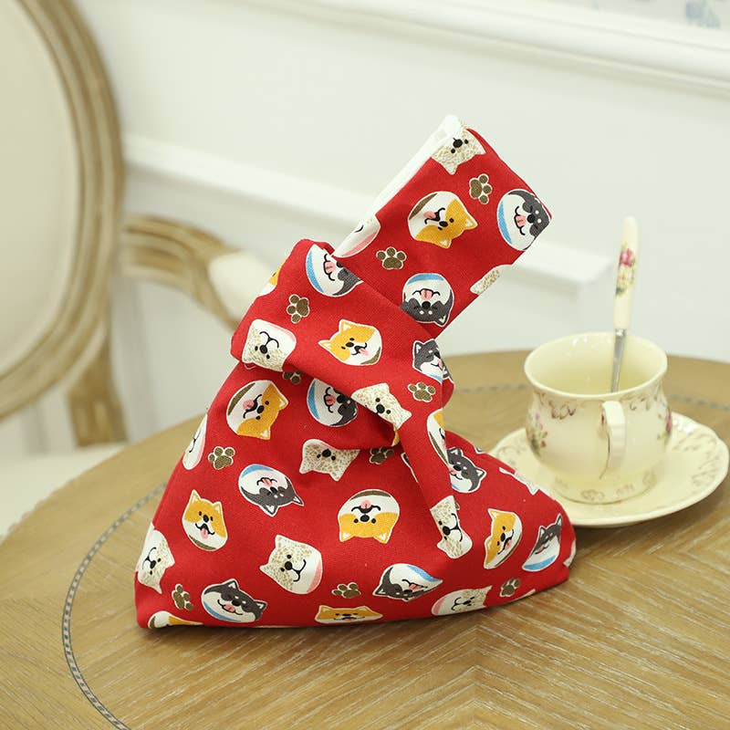 Cute cartoon tie canvas handbag