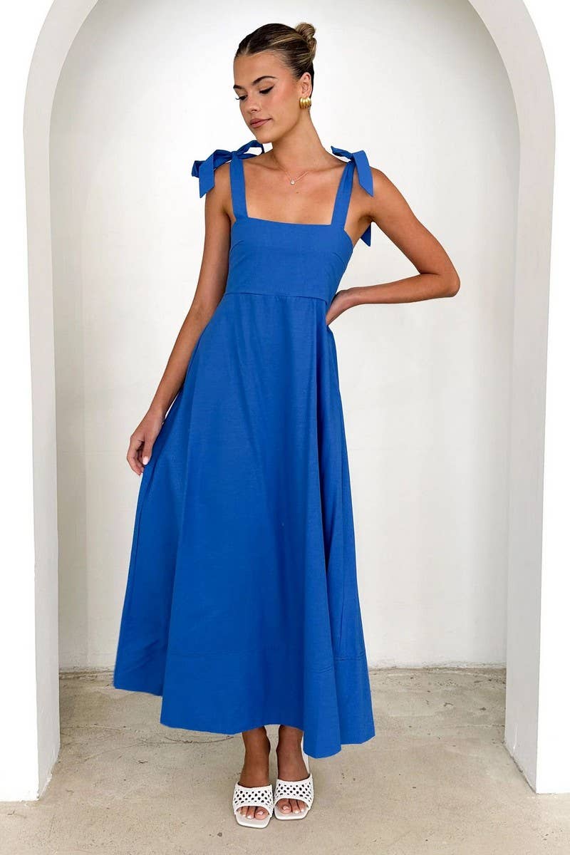 CWDMD5179_SOLID COLOR STRAPLESS TIE WAIST MAXI DRESS