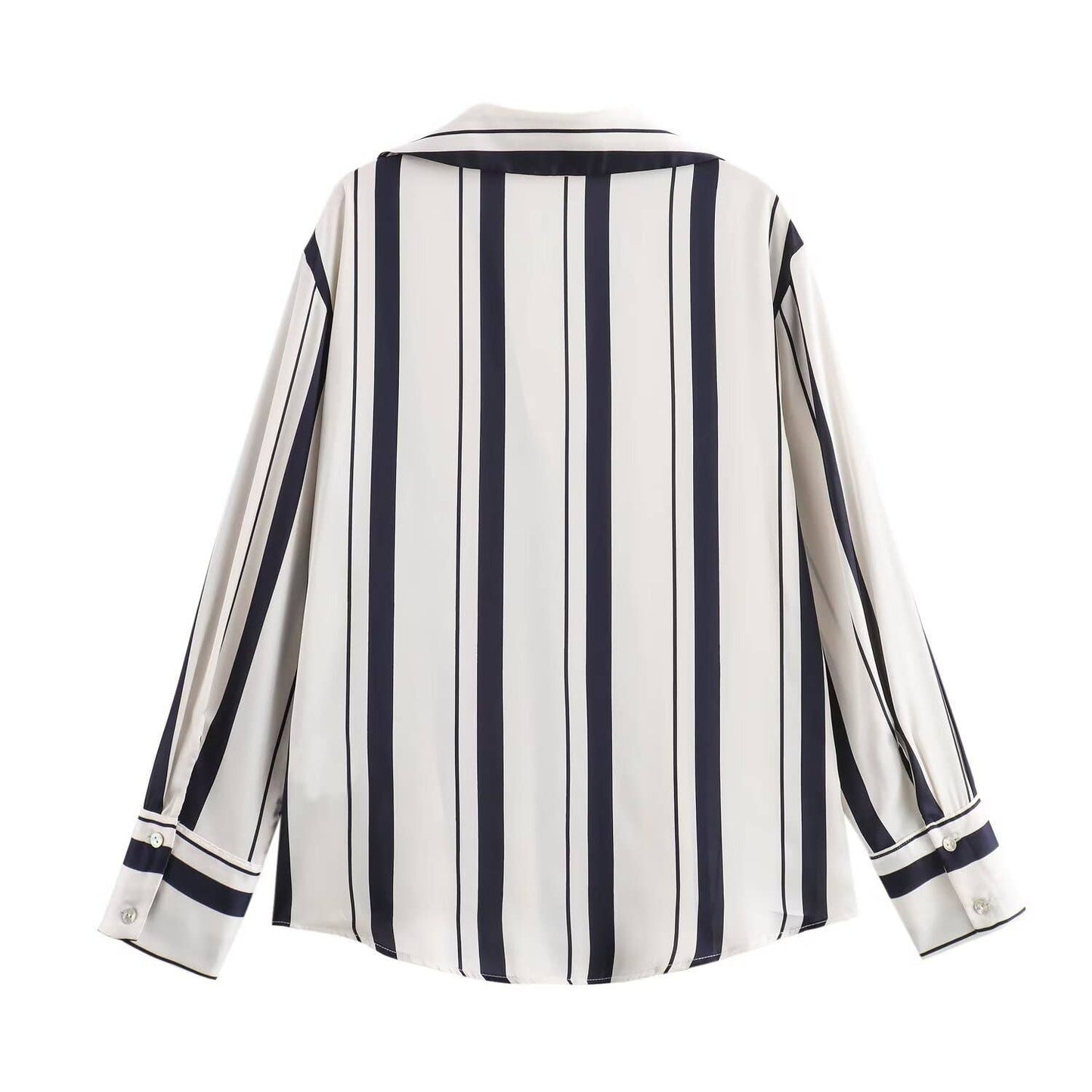 STRIPE COLOR MATCH BREATHABLE FASHION LAPEL SHIRT