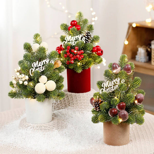 Ins Style LED Mini Christmas Tree with Red Berries_CWMM9887