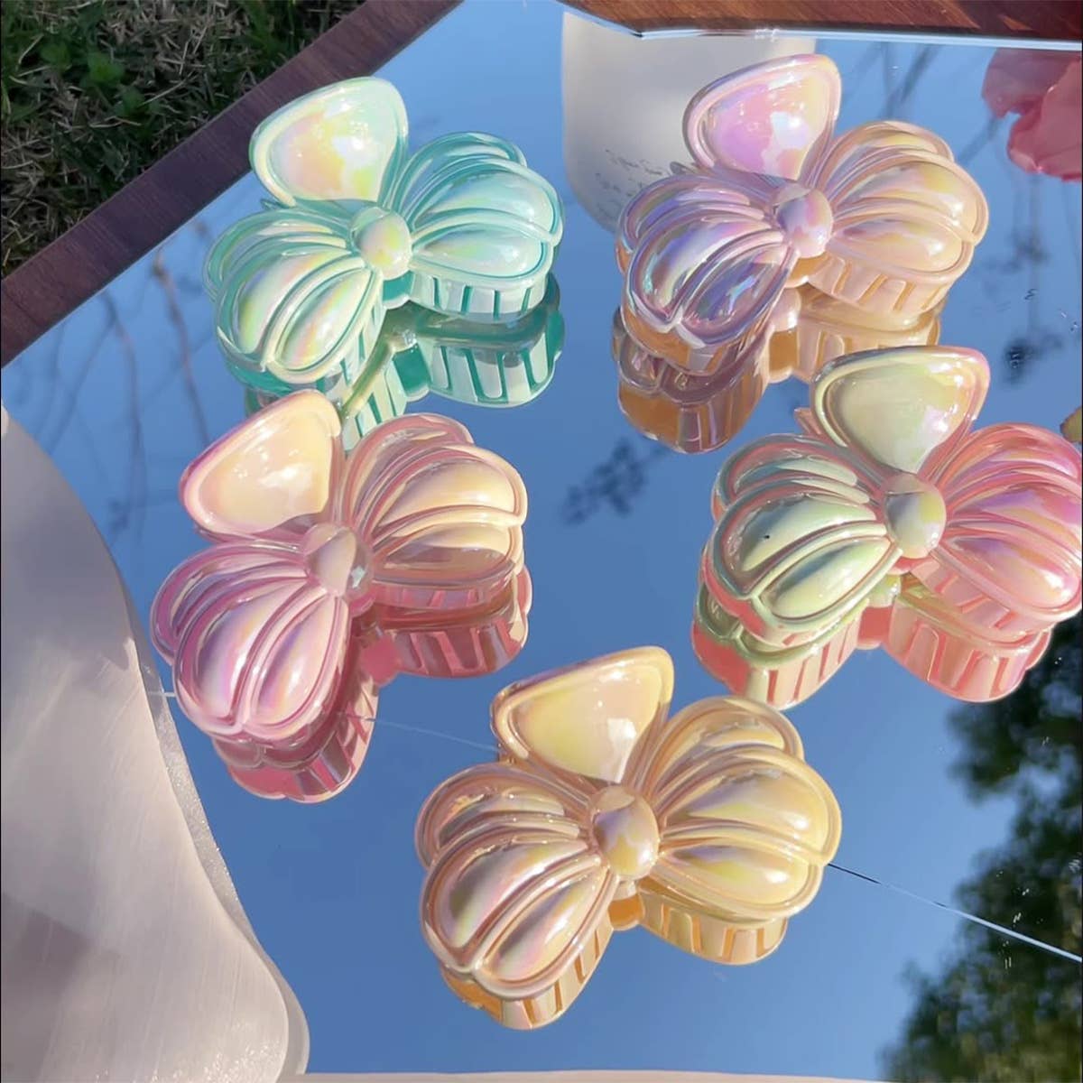 Candy gradient color fish tail bow tie hair grab