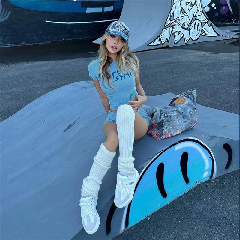 Sexy Crop Top and Bodycon Shorts Set