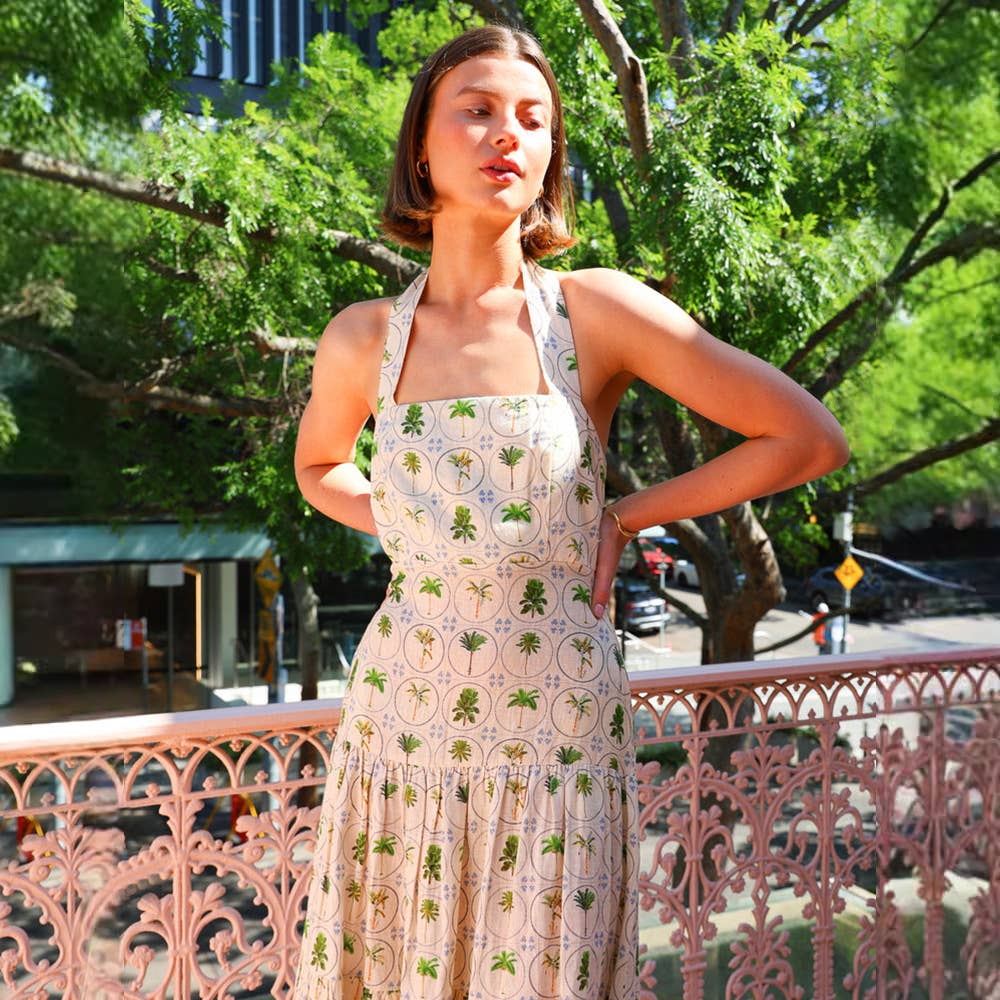 Sexy halter print sleeveless halter long dress