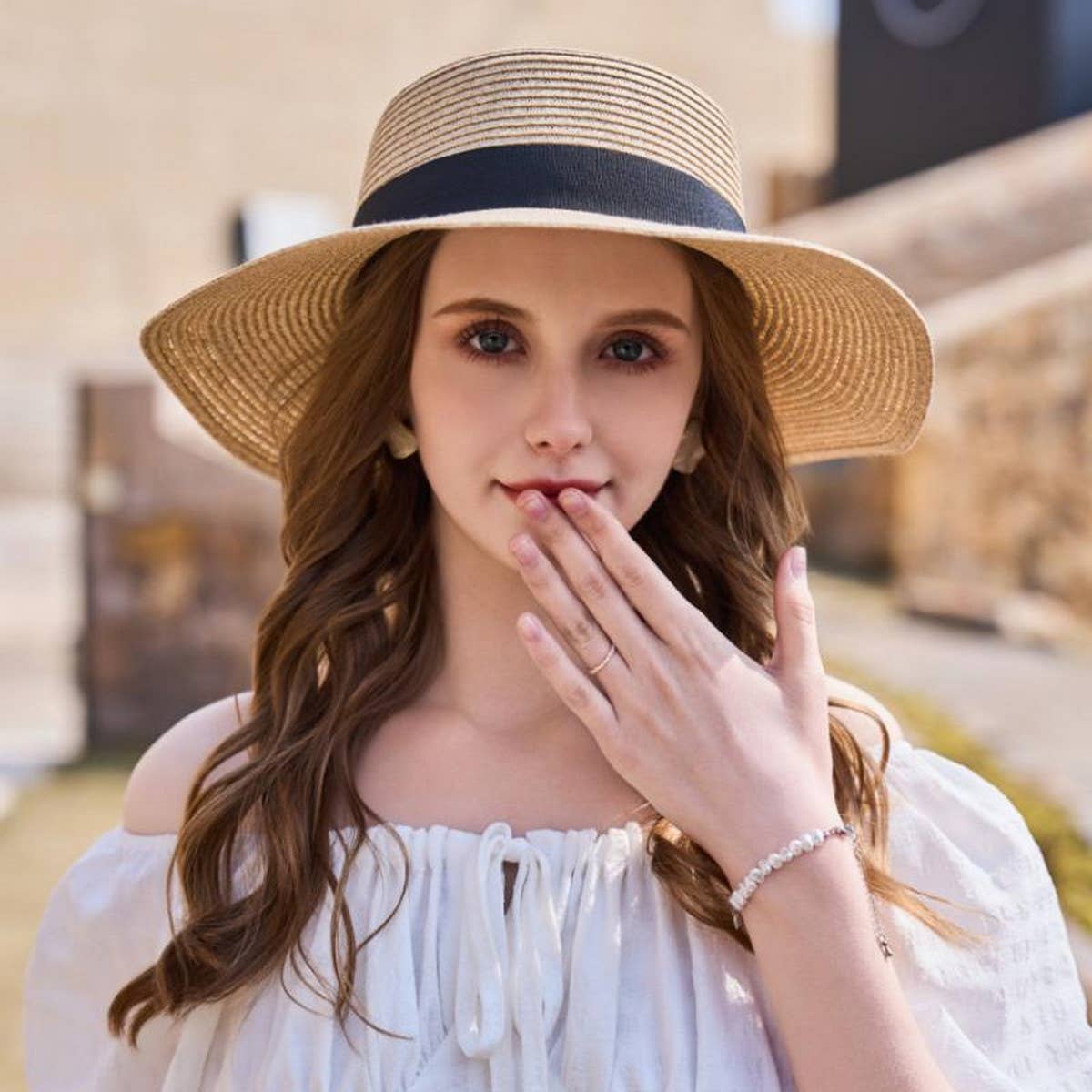 CASUAL SUN PROTECTION FLAT TOP STRAW HAT_CWAH1339