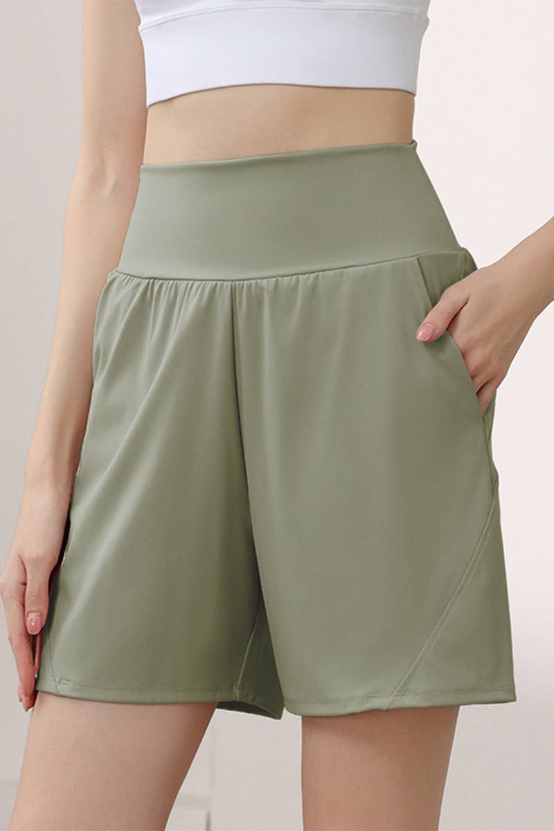 CWBSS0449_HIGH WAIST TUMMY CONTROL LOOSE SPORTS SHORTS