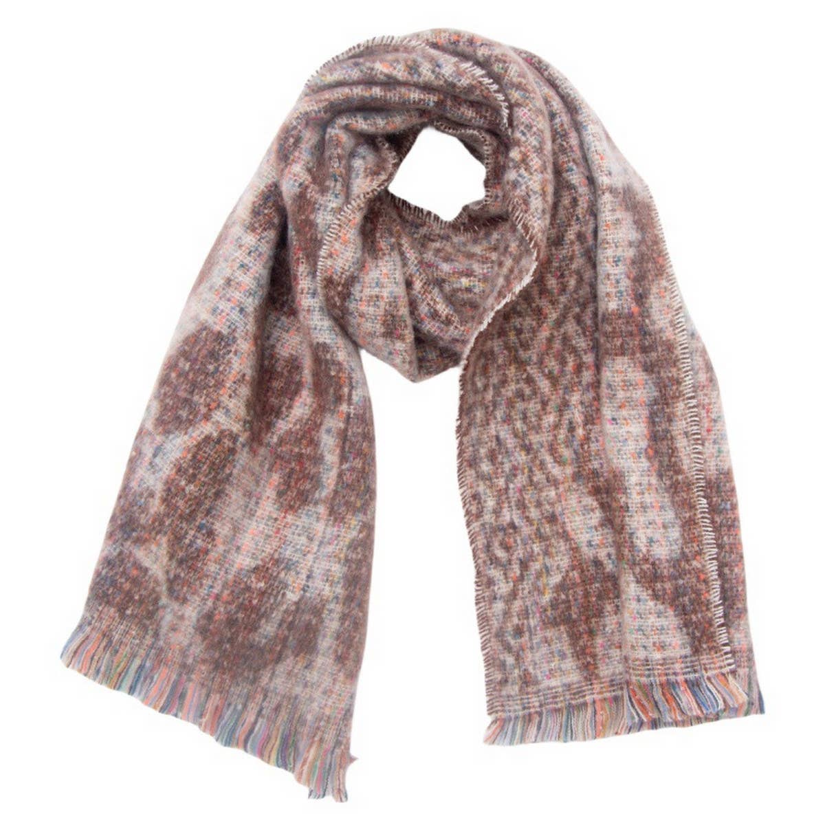 Leopard Jacquard Scarf ? Fringe Winter Wrap