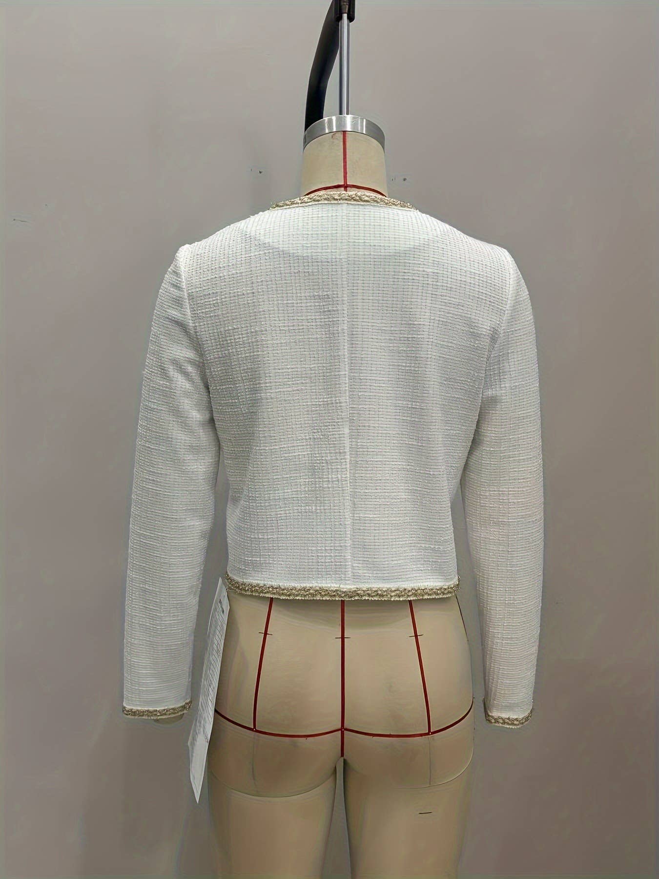 Elegant round-neck lace patchwork short coat