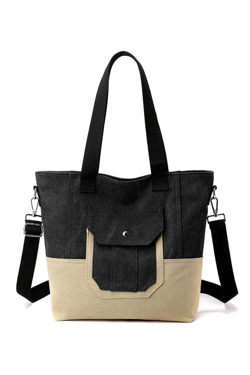 BIG POCKET CANVAS CROSS BODY SHOPPER BAG_CUAB0098