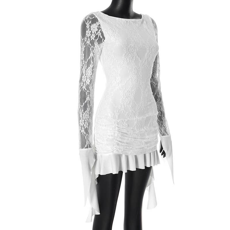 Glamorous Slim Lace Streamer Dress With Hip Wrap