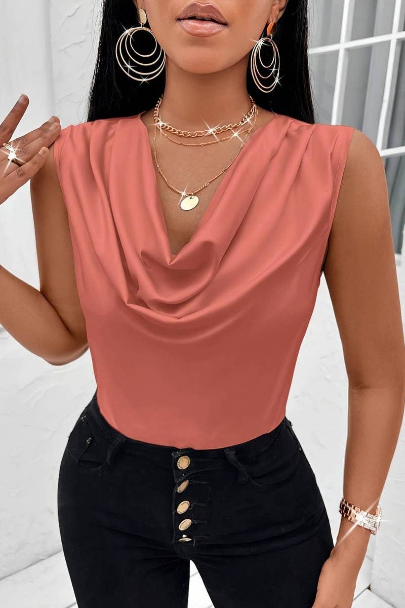 Cwttsl0335_Summer Sexy Collar Commuter Sleeveless T-Shirt