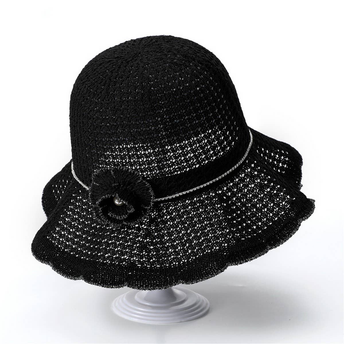 WAVY EDGE FLOWER HOLLOW SUNSHADE FISHERMAN HAT_CWAH1453