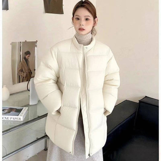 Fashion versatile round-neck down cotton jacket