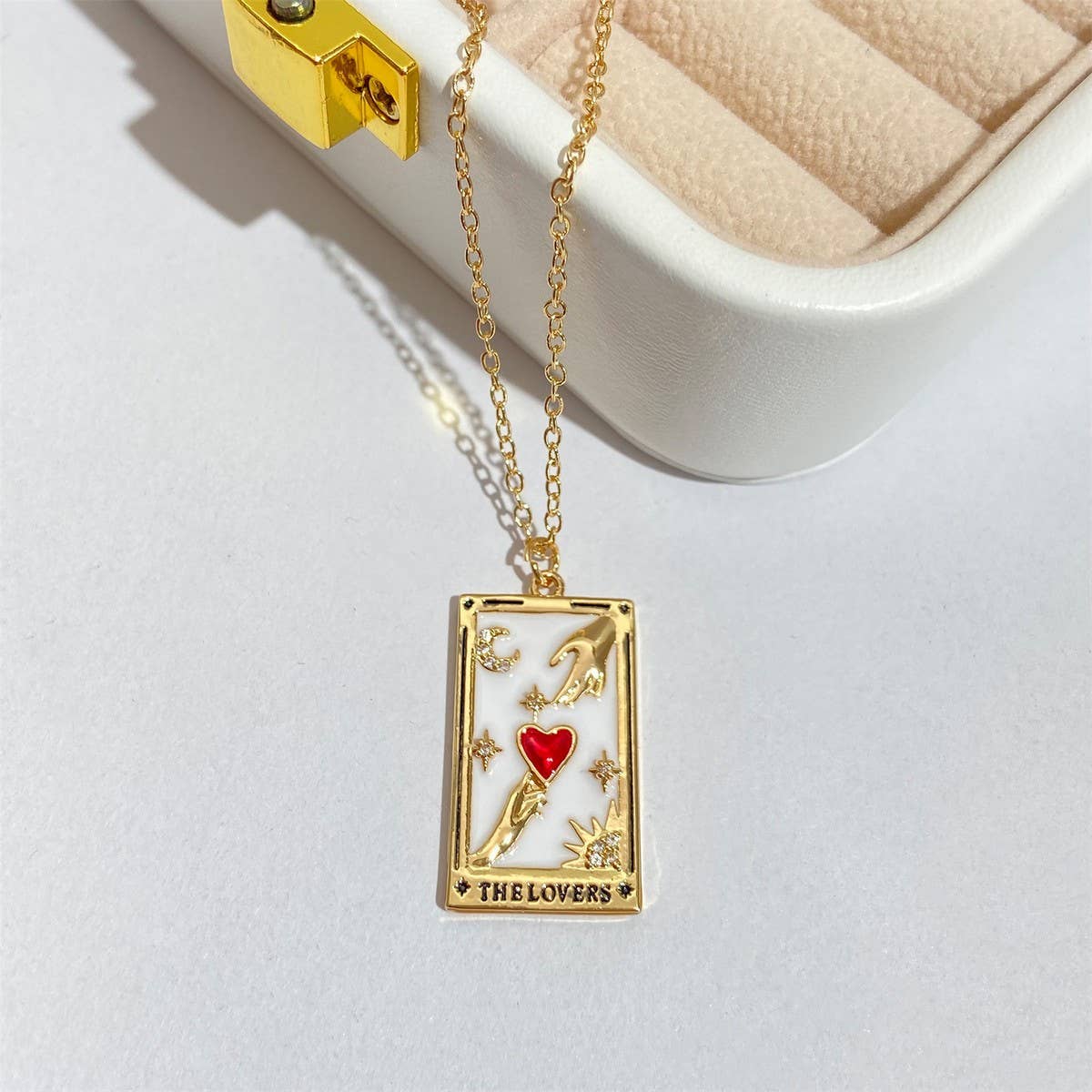 NEW RETRO DIAMOND DROP OIL SQUARE NECKLACE