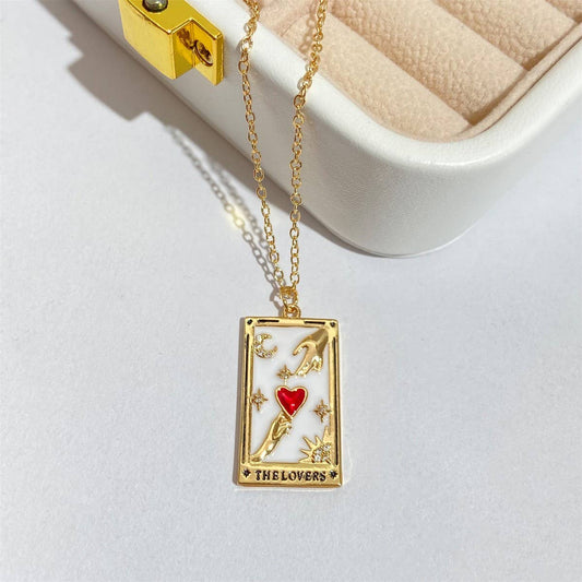 NEW RETRO DIAMOND DROP OIL SQUARE NECKLACE