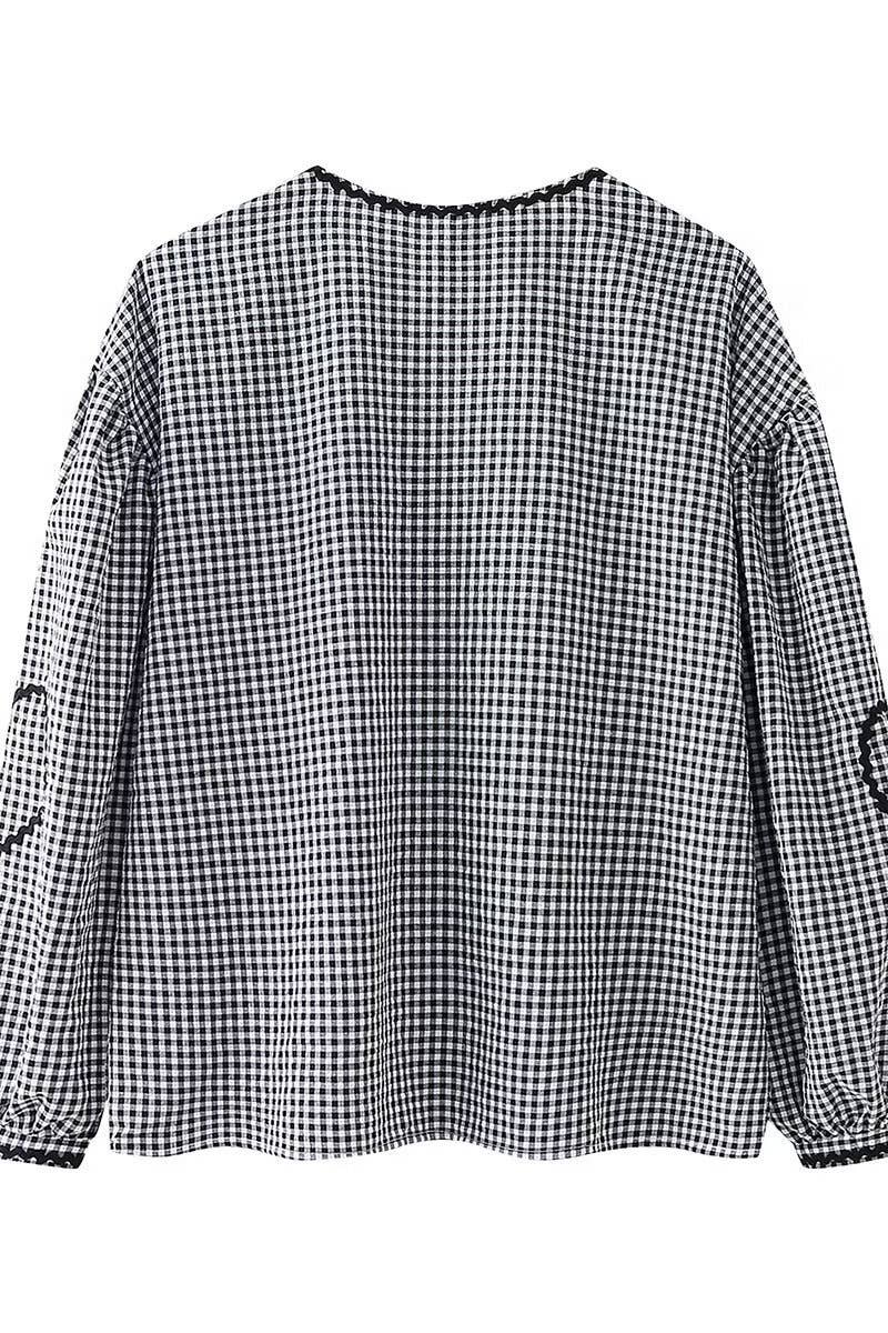 CWOCO0901_AUTUMN V-NECK LONG SLEEVE SHIRT WITH LOVE POCKET